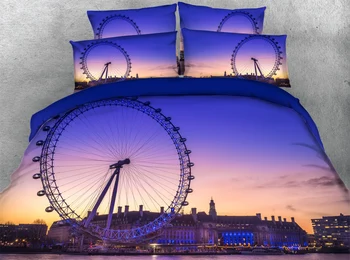 

JF-026 Best Memory HD Digital Print 3D Ferris Wheel bedding set Full super king sheets duvet covers queen
