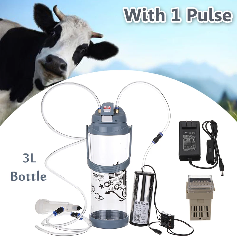 

110V-220V 3L 0.8 Gal Single Head Electric Impulse Barrel Milking Machine Portable Sheep Goat Milker Portable Vacuum Pump