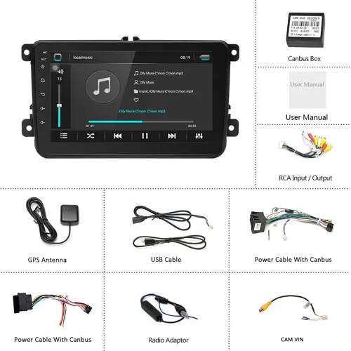 Podofo " Android 8,1 автомобильный Радио gps Navi мультимедийный плеер MP5 для VW Skoda Octavia golf 5 6 touran passat B6 jetta polo tiguan - Цвет: Without camera