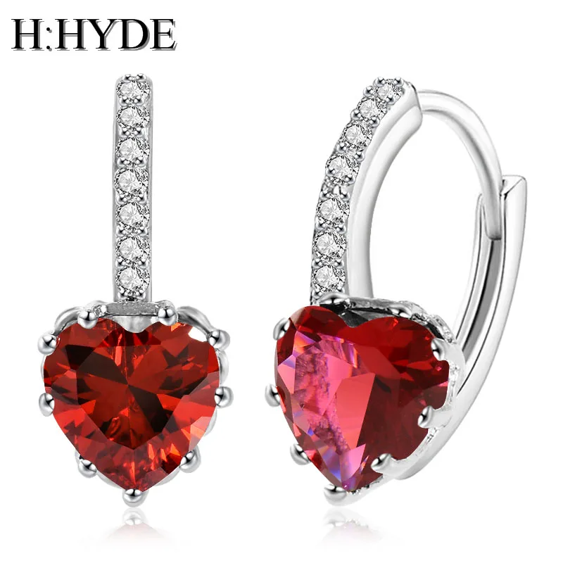 

H:HYDE Fashion 18 Color Circle Round Hoop Earrings Women Gold Color Heart Green Red Crystal Hiphop Brincos Boho Jewelry Gifts