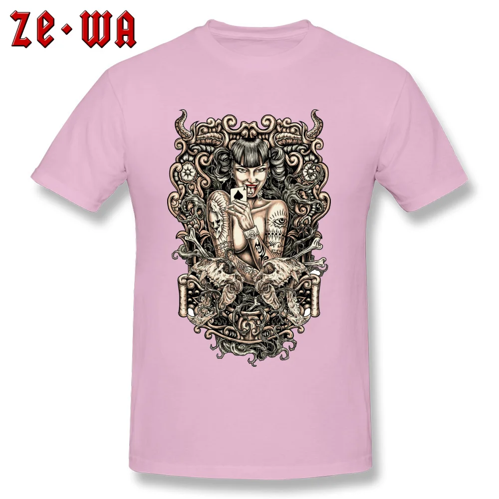 Funny Short Sleeve Tops Shirt Summer Fall O Neck 100% Cotton Youth T Shirts Tattooed Evil Girl Funny T-Shirt New Arrival Tattooed Evil Girl pink