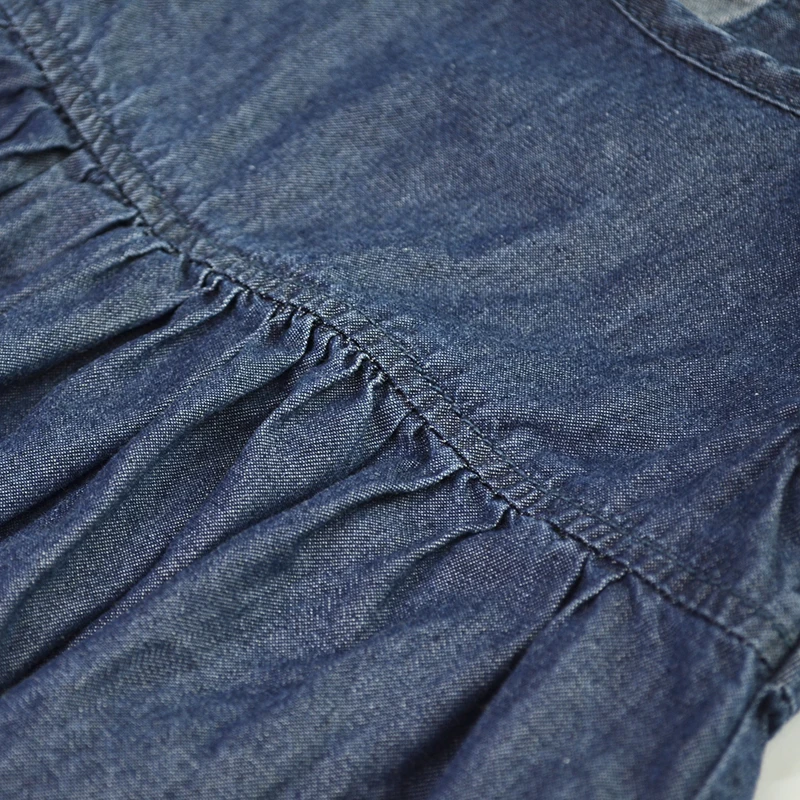 4 Baby Girls Denim Dresses Kids Solid Blue Jeans Tutu Dress Sundress