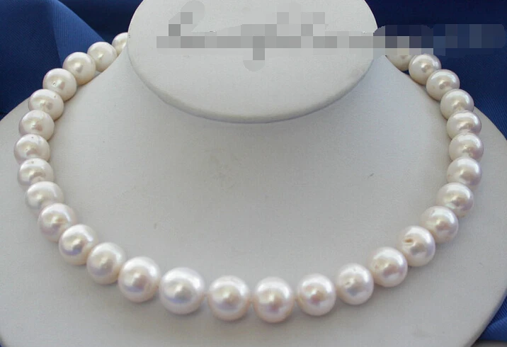 

Free shipping >>>>>z3544 HUGE 17" 14mm white round CULTURED PEARL necklace