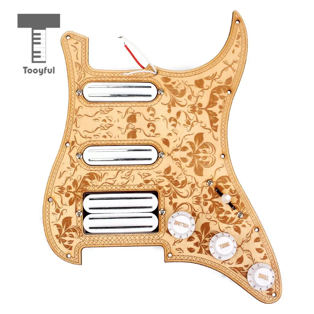 Tooyful 1 Set SSH Maple Wood Prewired Dual Rails Pickup Pickguard Scratch Plate Protector for Electric Guitar Replacement Parts Tooyful 1 Set SSH Maple Wood Prewired Dual Rails Pickup Pickguard Scratch Plate Protector for Electric Guitar Replacement Parts