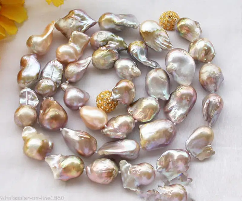 

Hot sale new Style >>>>>NEW long 33" Huge 35mm Natural baroque Purple freshwater pearl necklace AAA