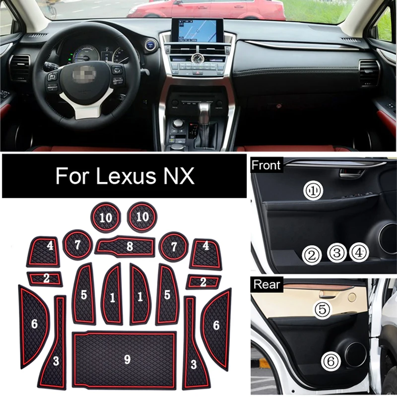 

Non-Slip High Quality Interior Soft Rubber Cup Holder Pad Door Panel Mats For Lexus NX