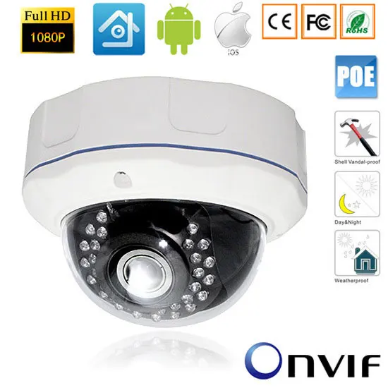 

2.0MP 1080P Vandalproof Security Network Cctv 48V POE IP CCTV Onvif Camera Night Vision Outdoor 2.8MM Lens Wide View