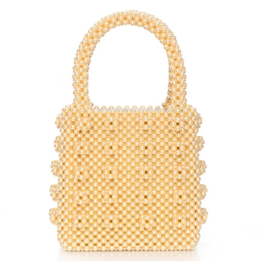 

Ins Paragraph Pearls Women Handbags Heavy Metal Beading Box Tote Bag Top-handle Chic Pearl Bags Brands Beaded Bags Dropshipping