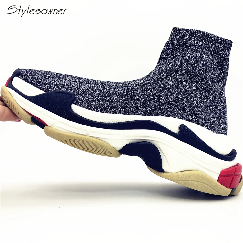 

Stylesowner Women Elastic Sock Boots Knit Stretch Thick Heel Platform Ankle Boots Elastic Sewing Female Botas Mujer Sock Sneaker