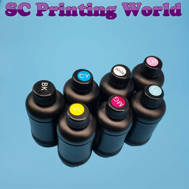 

7 color UV Led ink for Epson DX3 DX4 Dx5 Dx6 Dx7 Dx10 printhead (BK C M Y LC LM White)