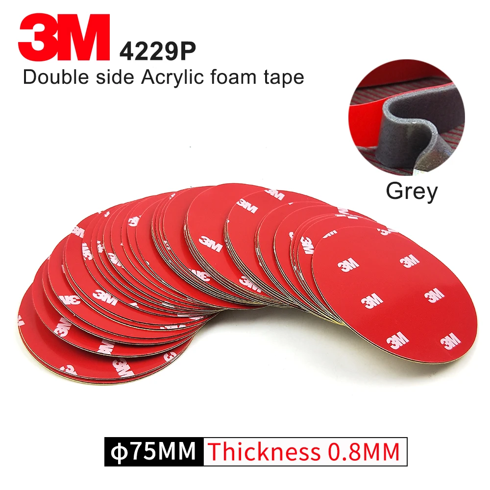 

75MM circle die cut Gray 3M Automotive Car Tape 3M 4229 Double Sided Adhesive Acrylic Foam Tape Mounting Tape,5Pcs/Lot