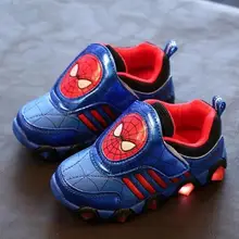 AI LIANG детская обувь со светодиодной подсветкой для девочек Сникеры Осень Зима Человек-паук Flasher детские модные спортивные кеды обувь для мальчиков со светодиодной подсветкой