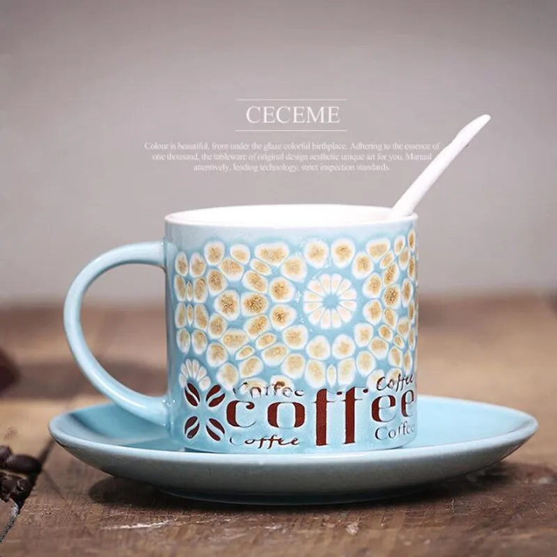 Ручная роспись кофейная чашка и блюдце набор творческих функций Кофейня керамический стакан для молока персонализированные чашки подарок офис бытовой