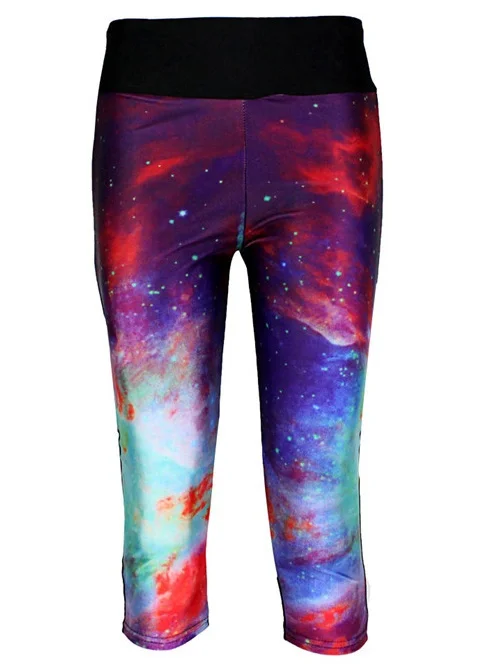 Hot Sale Women Slim Hip Mid Calf Leggings Sexy Colorful Sky Digital Print font b Fitness