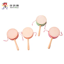 1 шт. овчина деревянная погремушка музыкальный ручной барабан с колокольчиками игрушки большая погремушка детские развивающие игрушки Погремушки