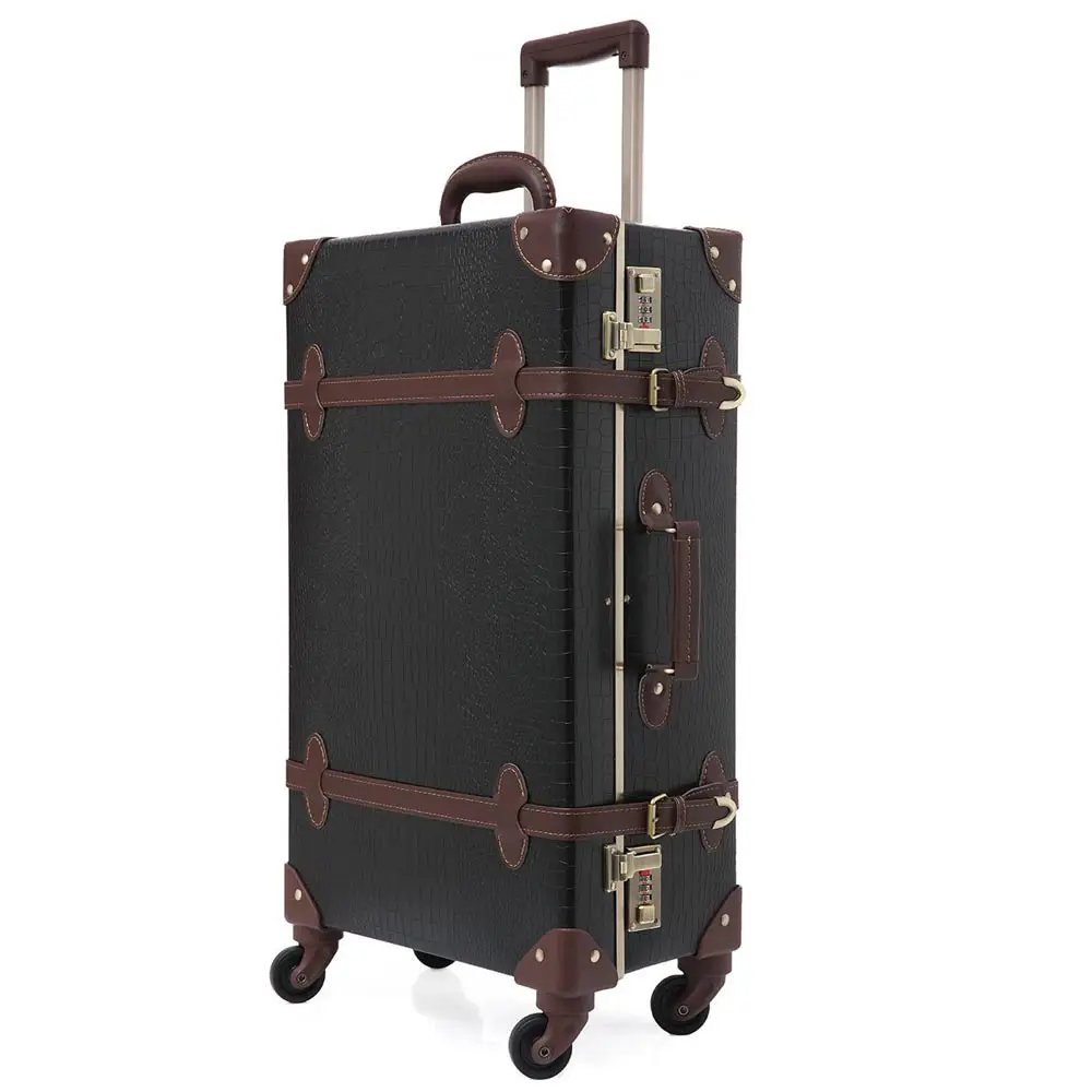 Чемодан крокодиловой кожи багаж чемодан для путешествий прокатки Спиннер тележка Высокое качество - Цвет: Черный
