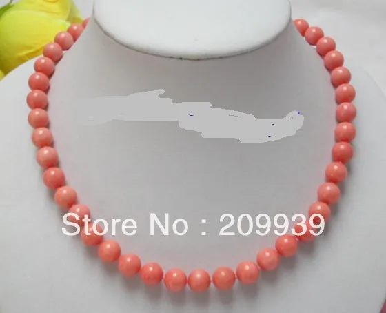 

huij 002628 Amazing 10mm genuine round pink coral beads necklace