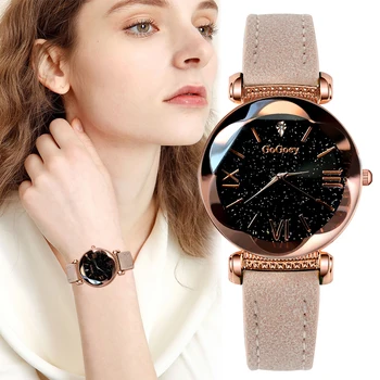 

Gogoey Romantic Starry Sky Women's Watches 2019 Luxury Brand Ladies Watch Personality Wrist Watch Leather Rhinestone Clock