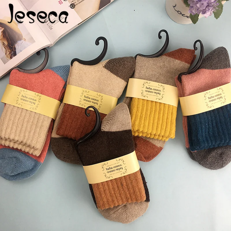 

Japanese Funny Socks Matching Female Warm Socks Rabbit Wool Cotton Blends Tube Wide Thickening Sock for Women