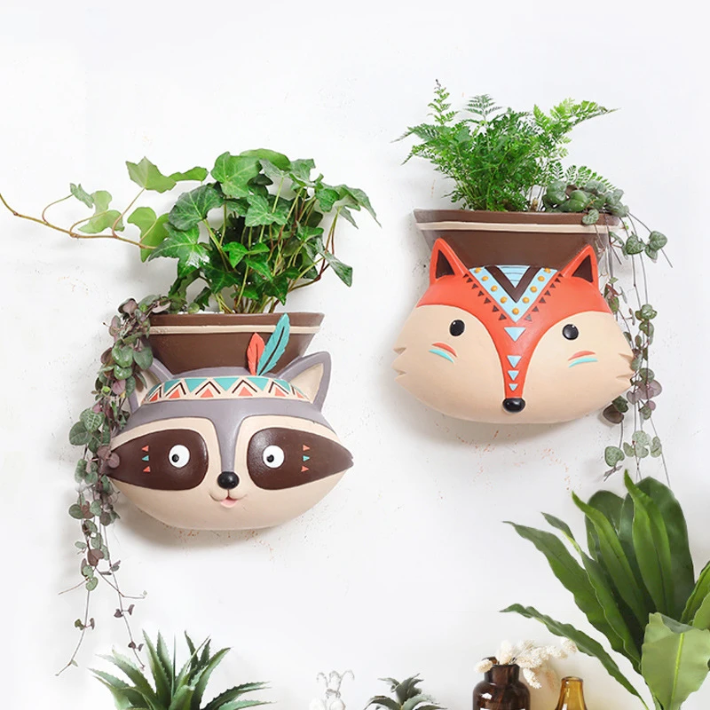 

1pc Wall Hanging Planter Pot American Style Animal Design Flower Pot Succulent Planter Pot Home Decor Desktop Owl Flowerpot
