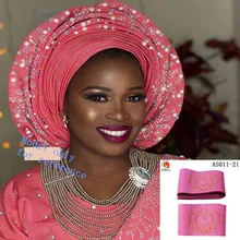 Африканские дамы Aso Oke хедти обертывание 8,6 метров одна штука в упаковке Быстрая As011 разные цвета с камнями