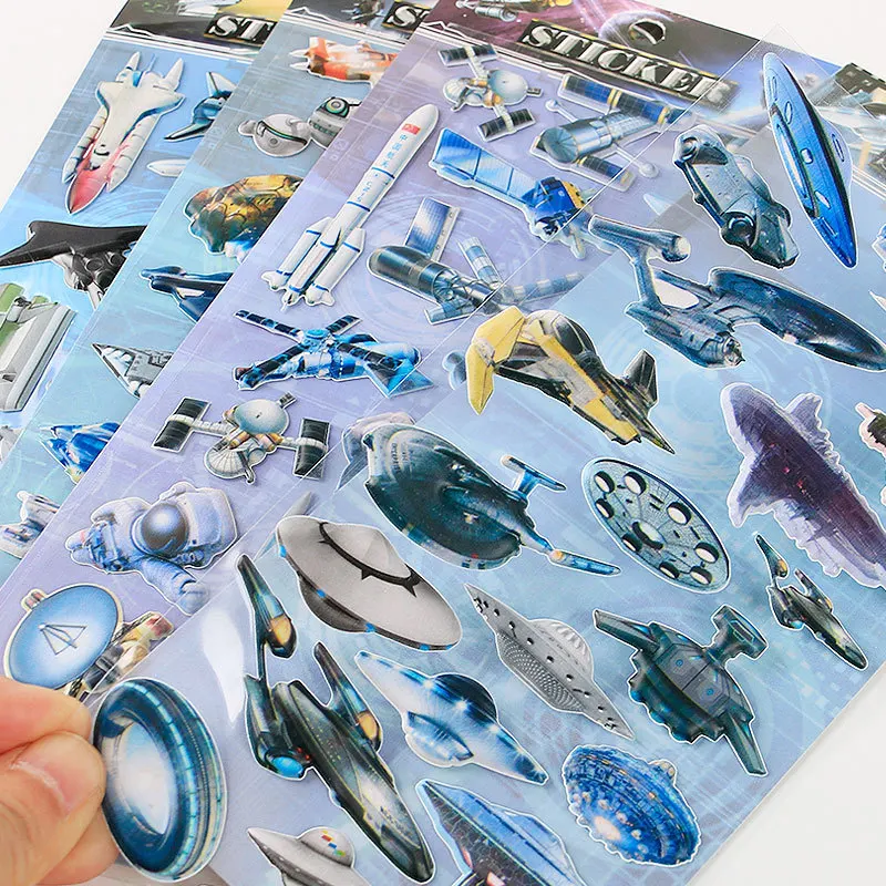 [NEW] 4 style space stickers 3D children's three-dimensional bubble stickers satellite rocket ship small stickers children gifts