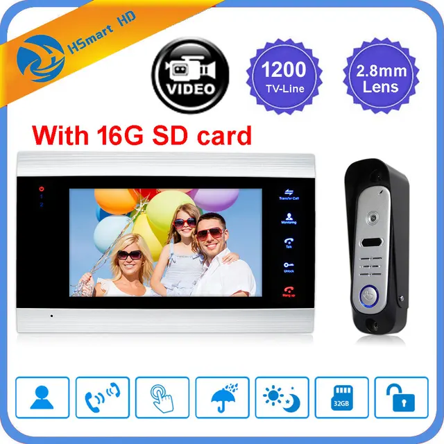 Best Price 7 inch LCD Monitor Video Doorphone Motion Detection Video Recorder Doorbell Intercom System IP65 Waterproof IR Camera + 16G Card Best Price 7 inch LCD Monitor Video Doorphone Motion Detection Video Recorder Doorbell Intercom System IP65 Waterproof IR Camera + 16G Card