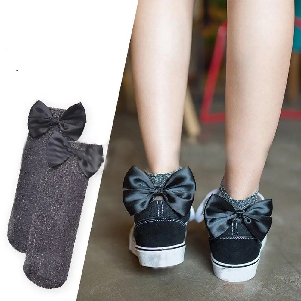 

Fashion Glitter Bowknot Casual Low Cut Socks Women Summer Flower Calcetines De Mujer Meias Socks For Female