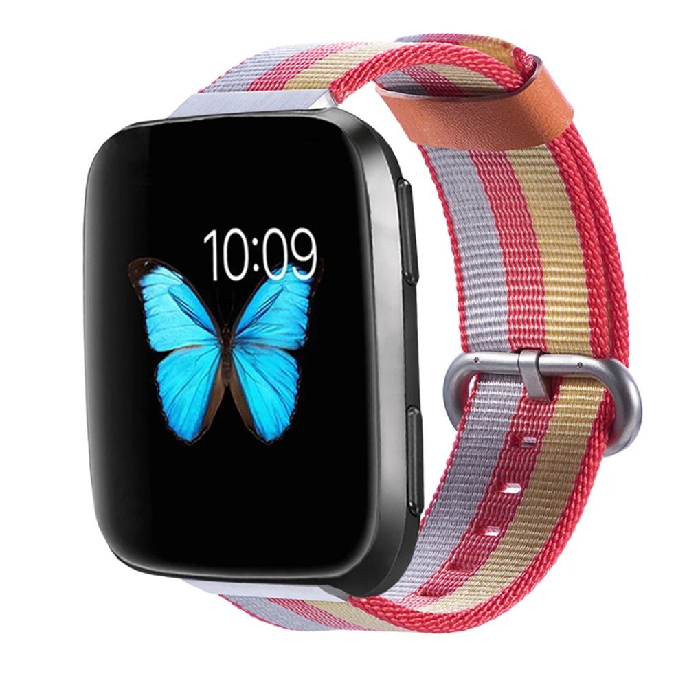 Для Fitbit Versa, тканый нейлоновый сменный ремешок-браслет с быстроразъемными контактами для Fitbit Versa фитнес-часы