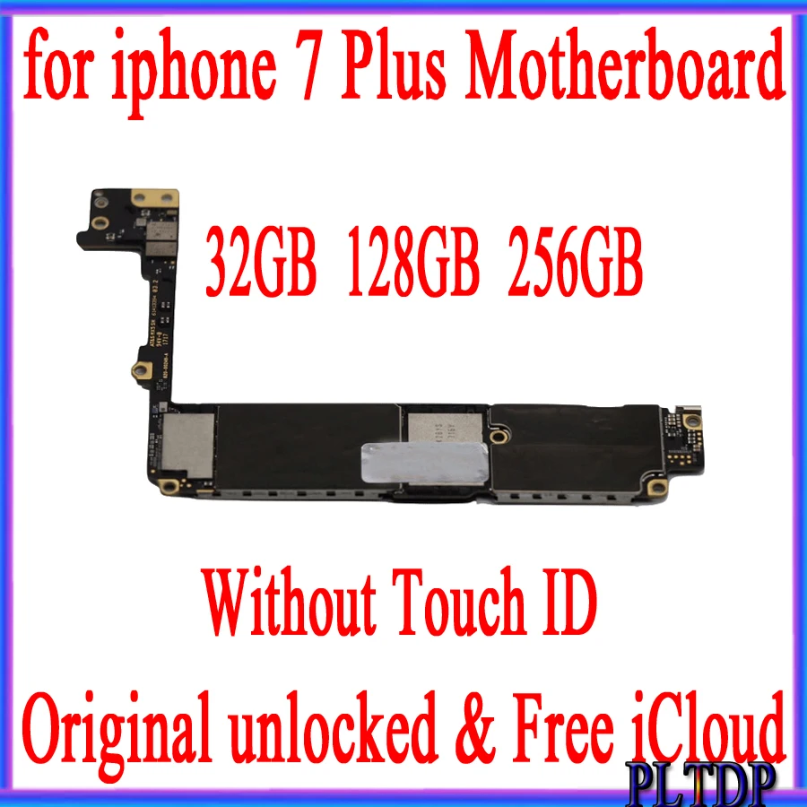 

100% Original unlocked for Phone 7 plus Motherboard without Touch ID,for iPhone 7P Mainboard with Chips,32gb / 128gb / 256gb