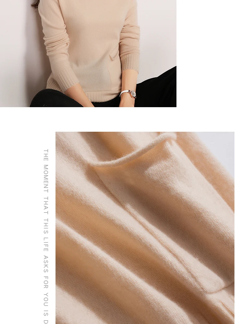 Высококачественный вязаный свитер из чистого кашемира, осенний и зимний Модный женский кашемировый свитер с капюшоном и круглым вырезом