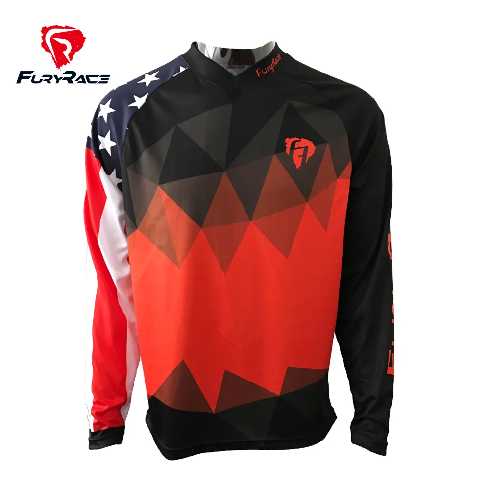 

FURY RACE 2017 American Flag DH MTB Jerseys Motorcycle Cycling Clothing Downhill Bicycle Offroad Race Riding Motocross Shirts