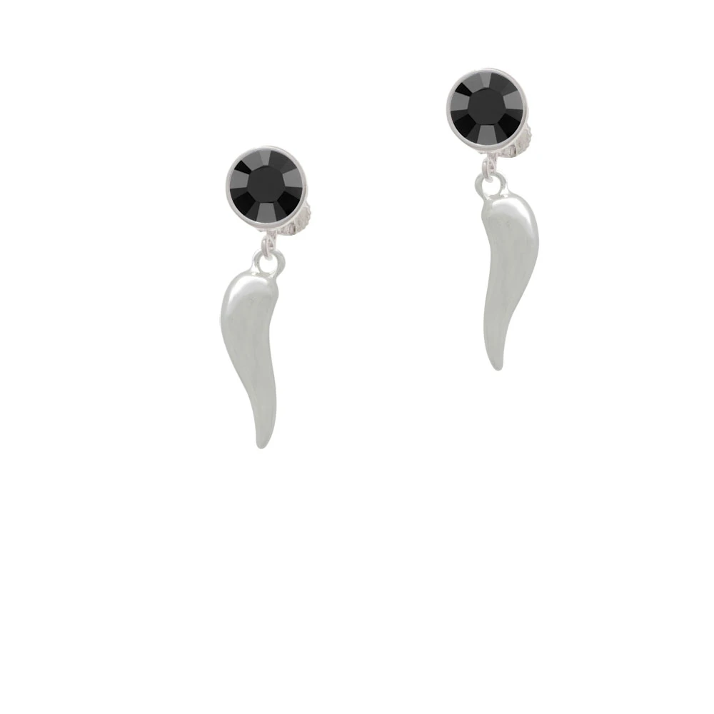 Good Luck Italian Horn Crystal Clip On Earrings (2)