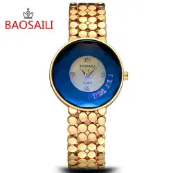 BAOSAILI бренд Нержавеющая сталь синий лицо Для женщин наручные часы кристалл лицо повелительницы аналоговые кварцевые часы Mujer Saati Relojes