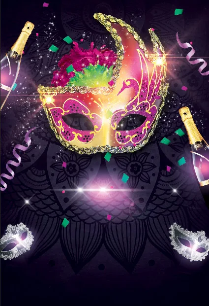10x10FT Mardi Gras Masquerade Glitter Mask Wine Bottle Party Custom