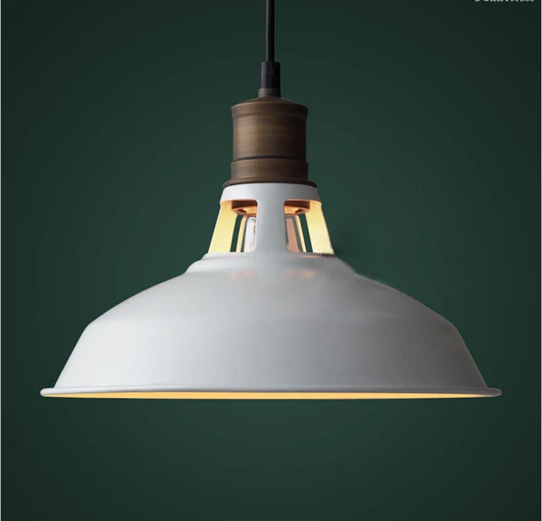 

black/white loft iron e27 vintage pendant light Dia 28/30cm brief lamp for restaurant dining room bar AC 90-265V 1858