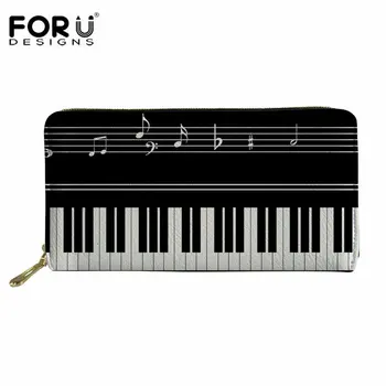 

FORUDESIGNS Piano Music Note Printing Women Men Wallet Fashion Leather Long Wallets Zipper Coin Card Holder Clutch Carteras Girl
