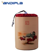 Винтаж в японском стиле грубая керамика цилиндрические контейнеры для чая керамическая чайная канистра ручная роспись пейзаж чайный набор закупориваемая банка бутылка