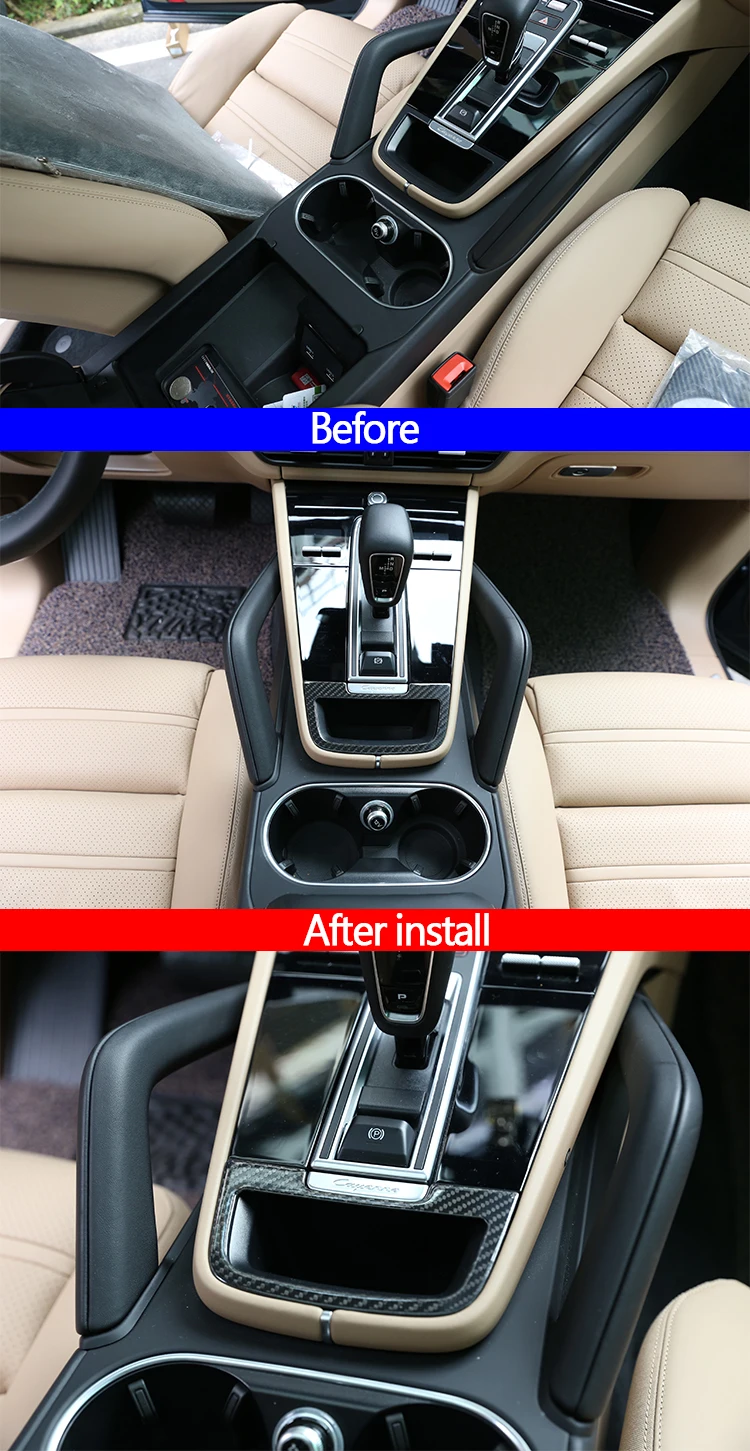 2Pcs Real Carbon Fiber Style Material Car ashtray Panel Cover Trim For Porsche Cayenne- Car Accessories