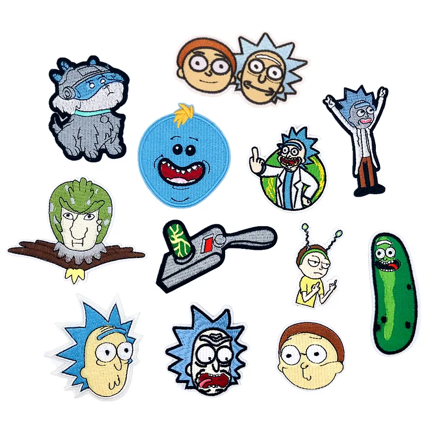 

Rick and Morty Character Embroidered Patches TV Series Movie Anime Iron on Badge Movie Halloween Cosplay Costume Clothing Diy