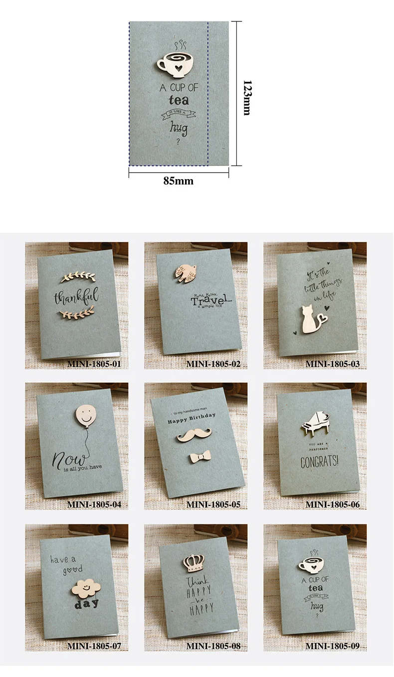 Eno поздравительные мини поздравительные открытки для всех целей, деревянный орнамент маленькие подарочные открытки для продвижения подарка