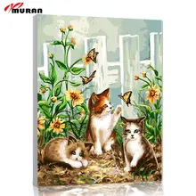 Муран масляная краска по номерам Diy картина Рисование окраска на холсте краска вручную настенная краска по номерам Животные Кошки рай