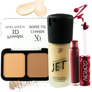 

ZD 3Pcs Face Makeup Set SPF20 Liquid Foundation Contouring Bronzer Powder Matte Lip Gloss Kit Random Color Cosmetics Sets FL03S