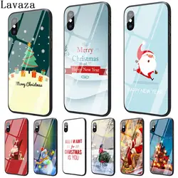 Lavaza Happy new year Merry Christmas закаленное стекло чехол для телефона Apple iPhone XR XS Max X 8 7 6 S Plus 5 5S SE чехлы