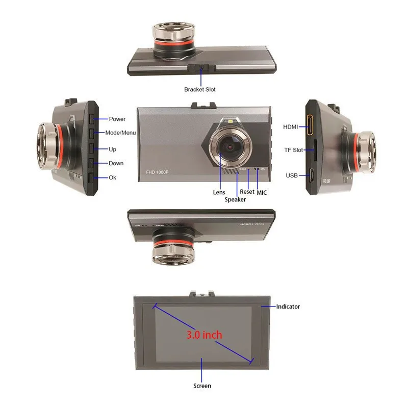 Автомобильный стиль 3,0 дюймов Мини Автомобильный видеорегистратор видео рекордер парковочная Автомобильная камера HD 1080P Dash Cam ночное видение авто видео рекордер Dash Cam