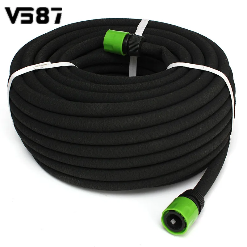 30M Black Porous Soaker Hose Watering Dripper Pipe With Connector Drip