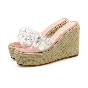 

2019 Summer Shoes Women Wedge Sandals Rhinestone High Heels Platform Shoes Fashion Young Ladies Sandals Wedge Heel YX1338