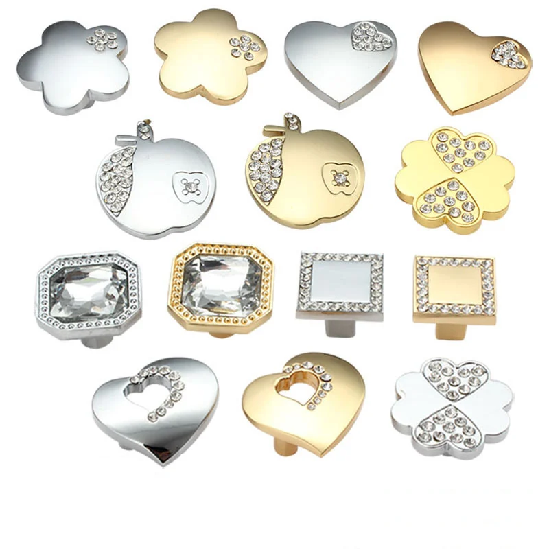 

Golden handle Silver handle drawer pulls zinc alloy crystal Furniture handle Kitchen cabinet pulls wardrobe handle drawer knobs