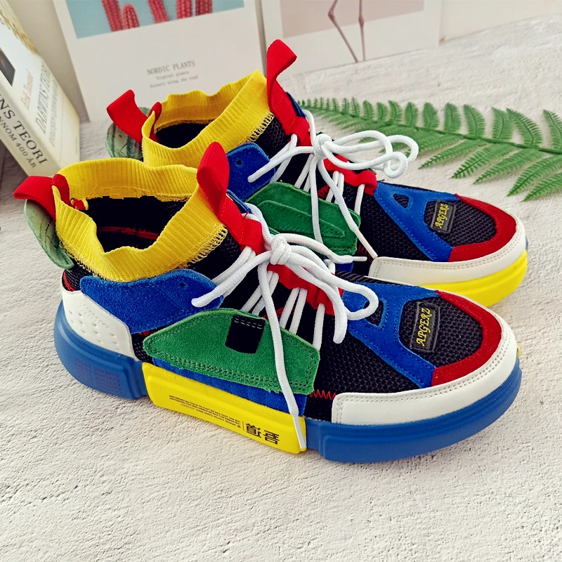 

Men Sneaker Sport Shoes Lightweight Sneakers Breathable Mesh Sock Footwear Fashion Flats Couple Zapatos Hombre Ska shoes