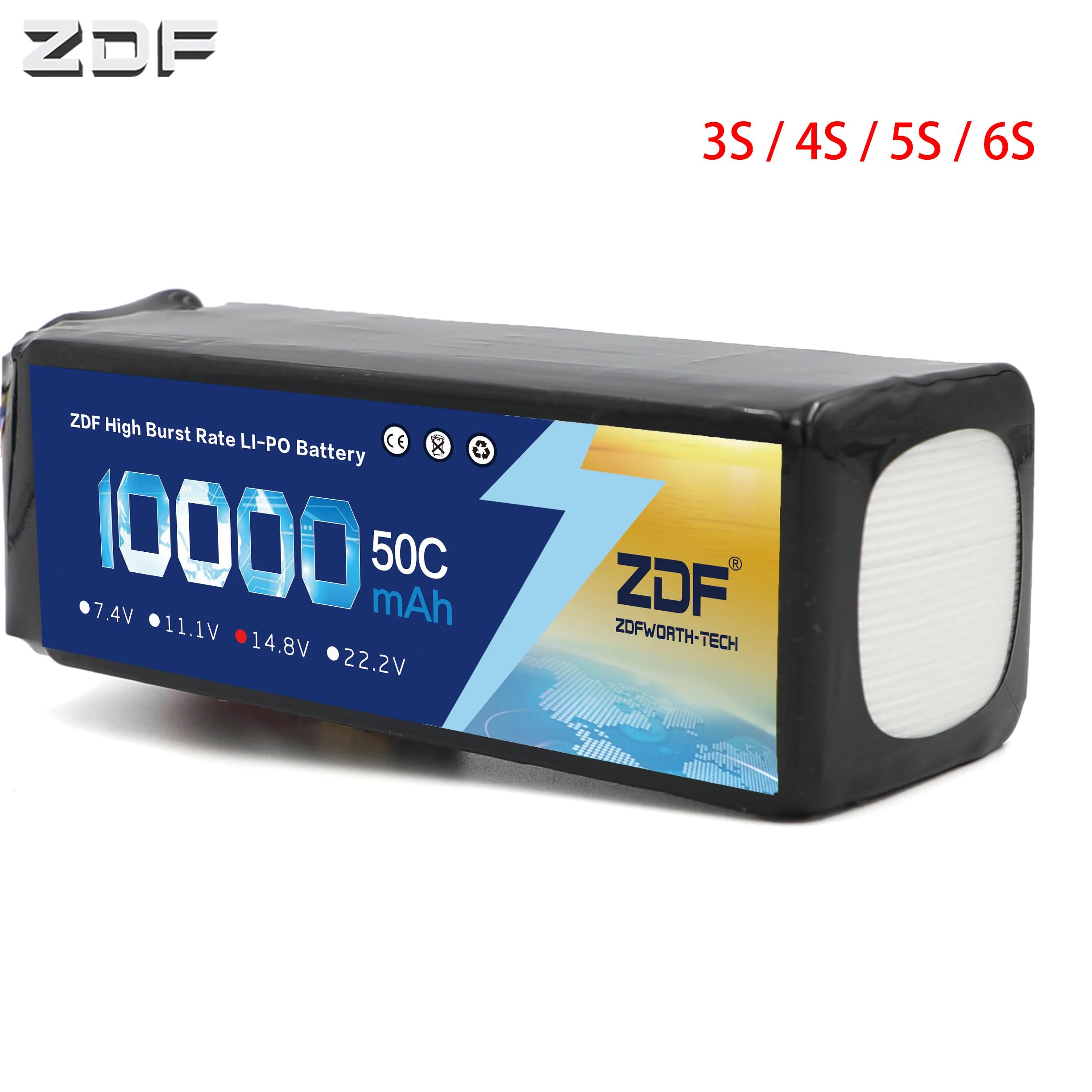 ZDF 3S 4S 5S 6S 11 1 V 14 8 18 5 22 2 10000mah 50C Li-po батарея для Дрон RC uav 1:5 1:8 1:10 гоночного альпиниста |